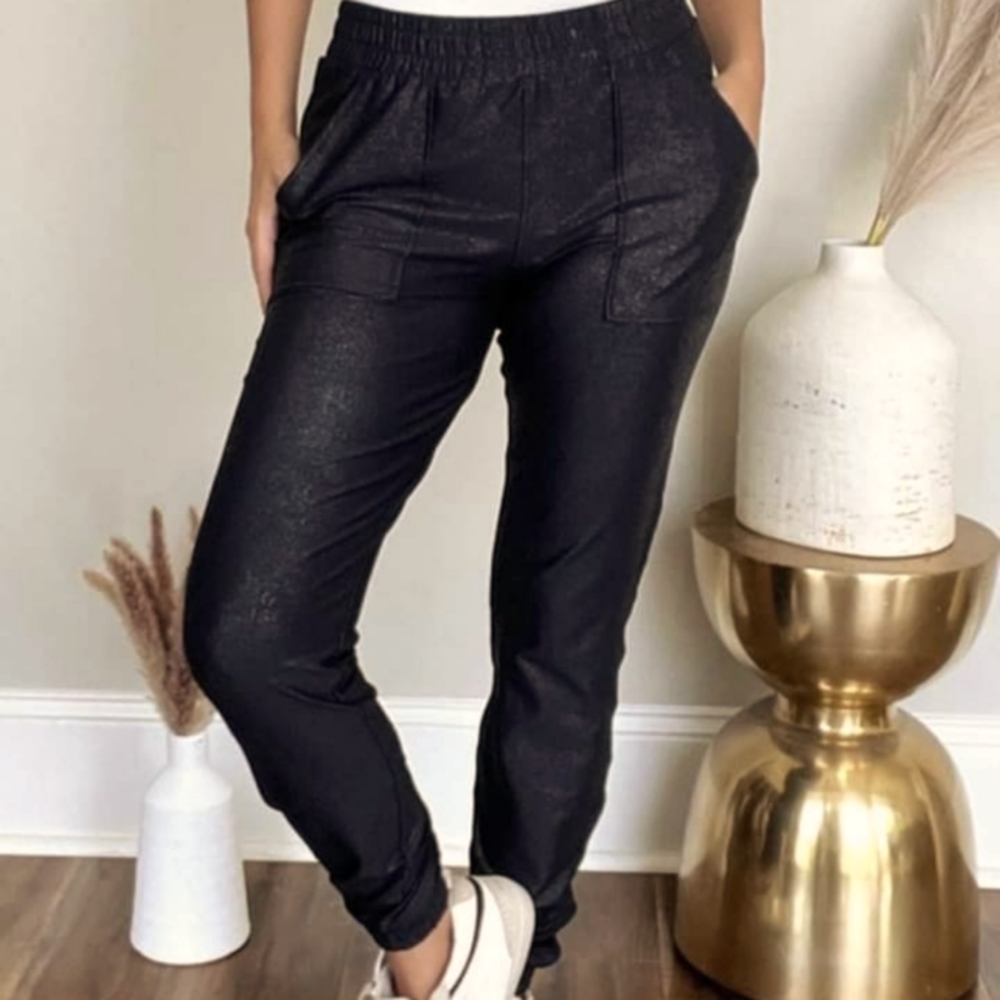 Black faux leather joggers size medium. Cloud 9, purchased from a local boutique